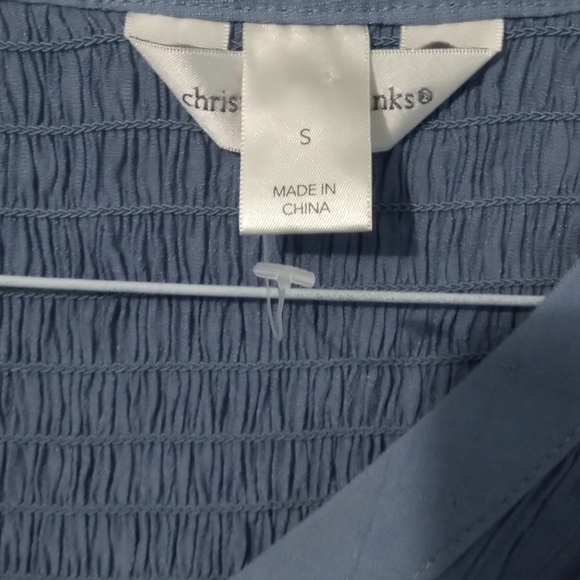 Christopher & Banks Blue V-Neck Blouse - Picture 3 of 4